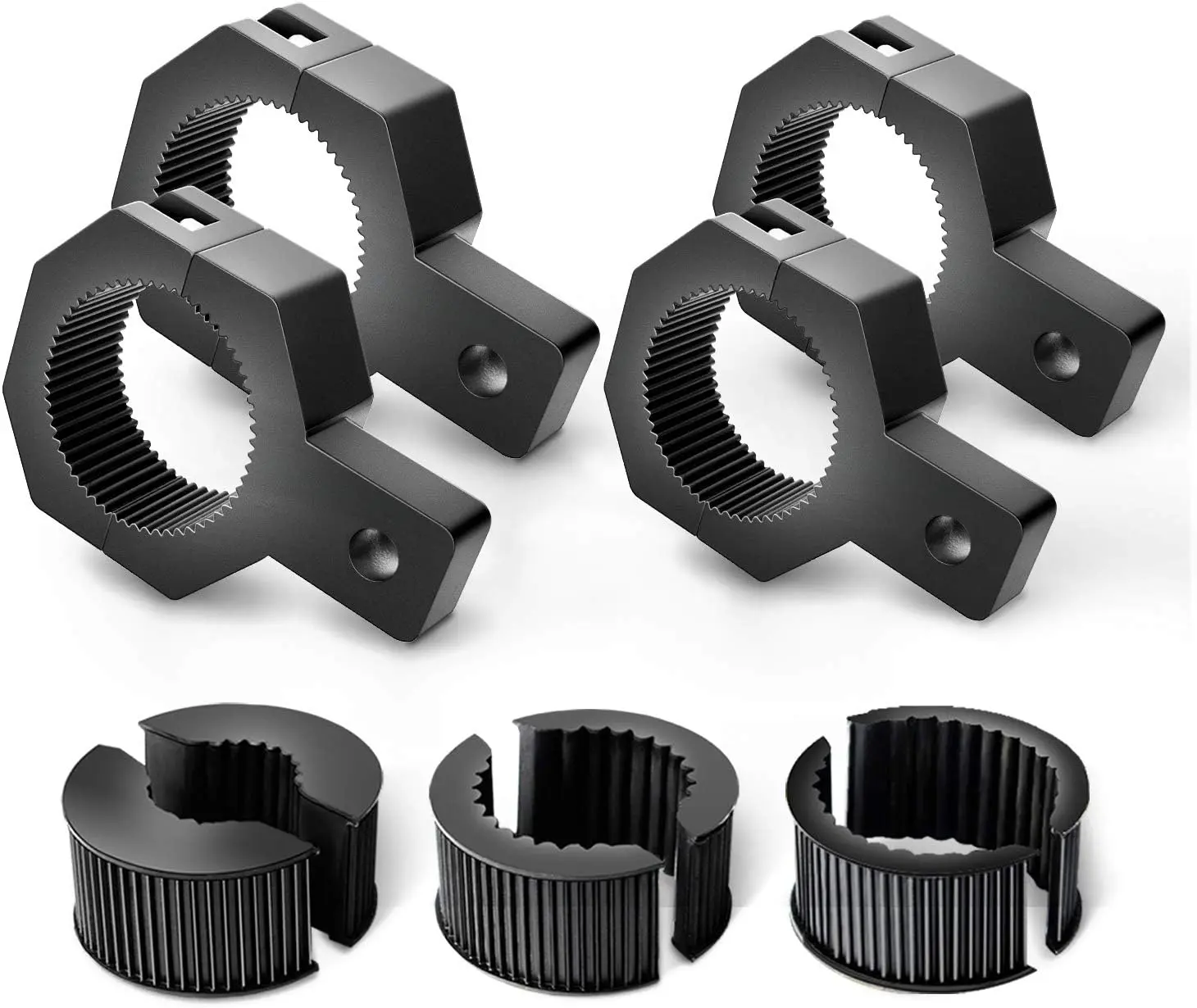 Nilight 90023D Aluminum Alloy 4-Pack LED Off-Road Lighting Mounting Bracket Kit - Vertical Bar Tube Clamp, Roof Roll Cage/Rack Holder, Bull Bar Fit, Multi-Diameter, Vibration-Proof, 1 Allen Hex Key, Hardware Included, for Jeeps/ATVs, 2-Year Warranty, 1”,,