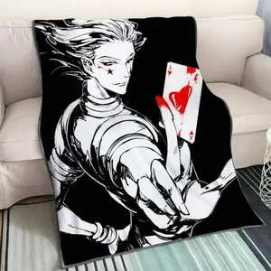 Hunter  Hunter - Hisoka Holding Heart A 3D Printed Blanket Cartoon Anime Characters Plush Flannel Blanket Quilt Anime Fans The best choice for gifts to friends Suitable for beds and sofas can also be given as a gift