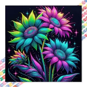 1 set of DIY diamond painting kit, 5D diamond art set, DIY decoration rainbow sunflower diamond painting kit with full round diamonds, mosaic, diamond art, DIY art home decoration, suitable for Christmas...
