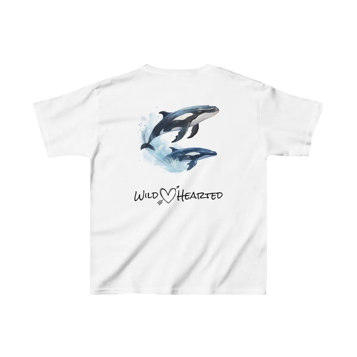 Wild Hearted Orca Killer Whale Graphic Back Print T‑Shirt, Ocean Wildlife Nature Lover Unisex Casual Tee