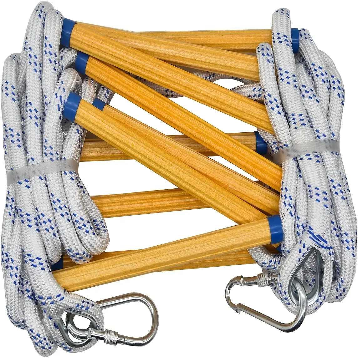 5-Step/13-Step Heavy-Duty Boat Rope Ladder with 14mm Reinforced Polyester Line & Rigid Resin Steps - Lightweight Marine-Grade Ladder for Inflatable Boats, Kayaks, Motorboats, Canoes - Portable, Durable, Easy Storage with Carabiners () - Ideal for Fi