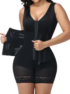 Overbust Fajas Colombianas Shapewear for Women Tummy Control Body Shaper Girdles Post Surgery Compression Garment corset with Lace Trim corset tops for women bodysuits for women faja shapewear