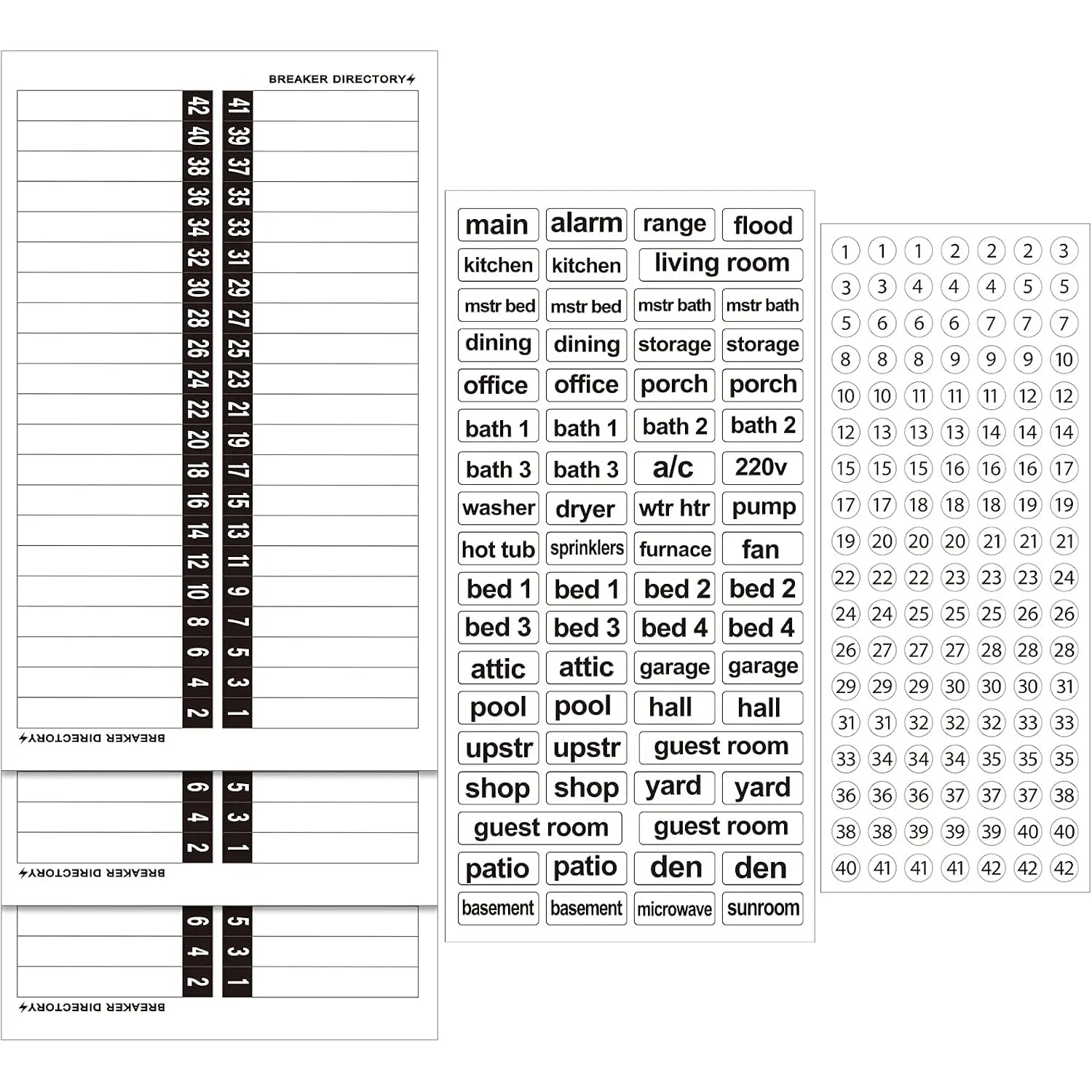 5 Pcs  Box Labels, Electric Panel Labels Stickers