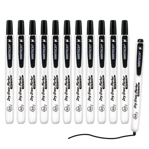 WRITECH Retractable Dry Erase Markers, Fine Point, Clickable, Black Ink, Low Odor, Erasable, Refillable, set of 12, No Bleed, Smear-Free dealsforyoudays