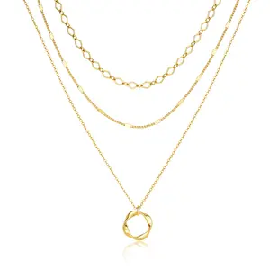 Moodear Layered for women's necklace sets Cuban links snake chains paper clip layered chains twisted and twisted chains stylish layered for Valentine's Day Gifts