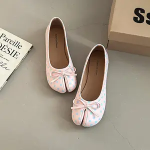 Women's Split-Toe Polka Dot Mary Jane Dance Footwear - Thin Belt Bow, 1-Pedal Flat, Comfortable Stylish for Everyday Wear (2026)