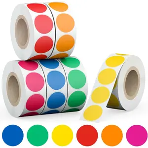 3/4" Round Color Coding Circle Dot Labels 3000 count Includes Bright Yellow Green Red  Orange Blue(6 Rolls,500 Labels/Roll)