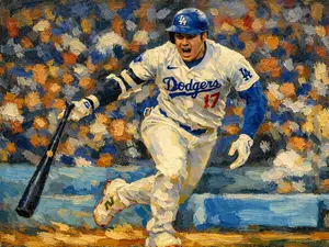 Los Angeles Dodgers Shohei Ohtani 13x19 Oil Painting Print