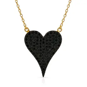 Black Heart Necklace 925 Sterling Silver 14k Gold Plating