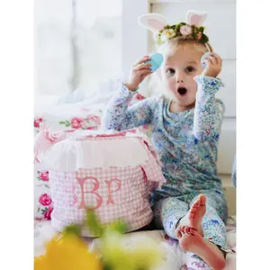 Easter Basket - Bunny Pink Check