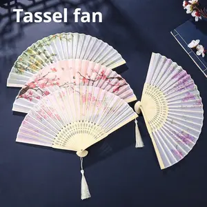 Vintage Style Bamboo Folding Fan, 1 Count Traditional Chinese Hanfu Dance Accessories, Portable Fan for Women, Decorative Gift for Graduation Season
