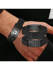 Men's American flag cross bracelet, black adjustable stylish men's accessory, Christmas, birthday, Easter Christian jewelry gift, boys' fashion bracelet, Father's Day gift, dad's gift, beach jewelry.