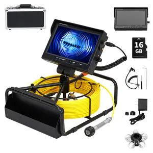 30m Professional Pipeline Inspection Camera – 9" 1080P LCD Screen – 12 Adjustable LEDs – IP68 Waterproof – Audio Recorder and Distance Counter – 4500mAh Battery and 16GB SD Card