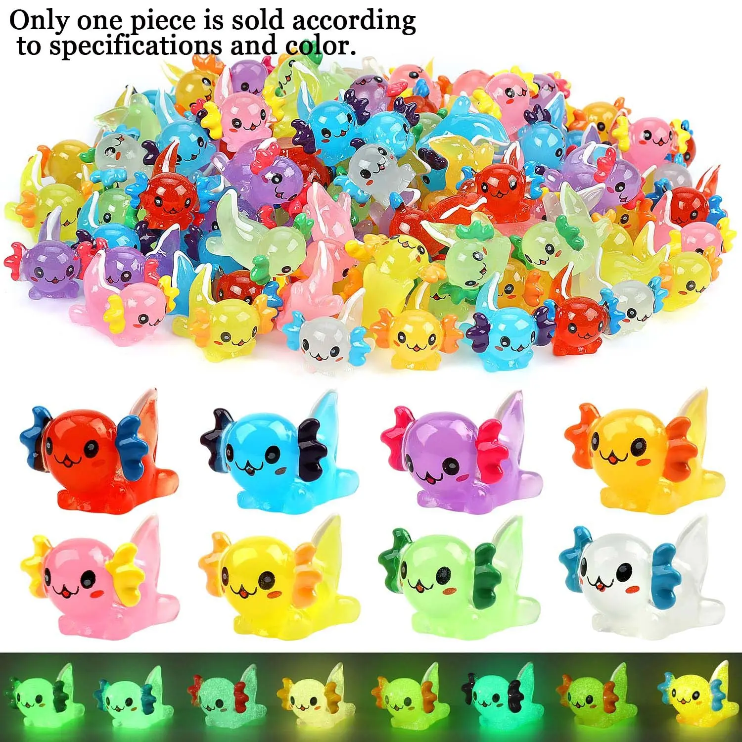 Luminous Mini Resin Axolotl, 16pcs/set Random Color Glow in The Dark Tiny Small Animal Figures, Resin Animal Sculptures, Cute Collectible Figurines, Decorative Accessories for Garden Micro Landscape, Ornaments, Decorative Home Ornament, Animal Decorations