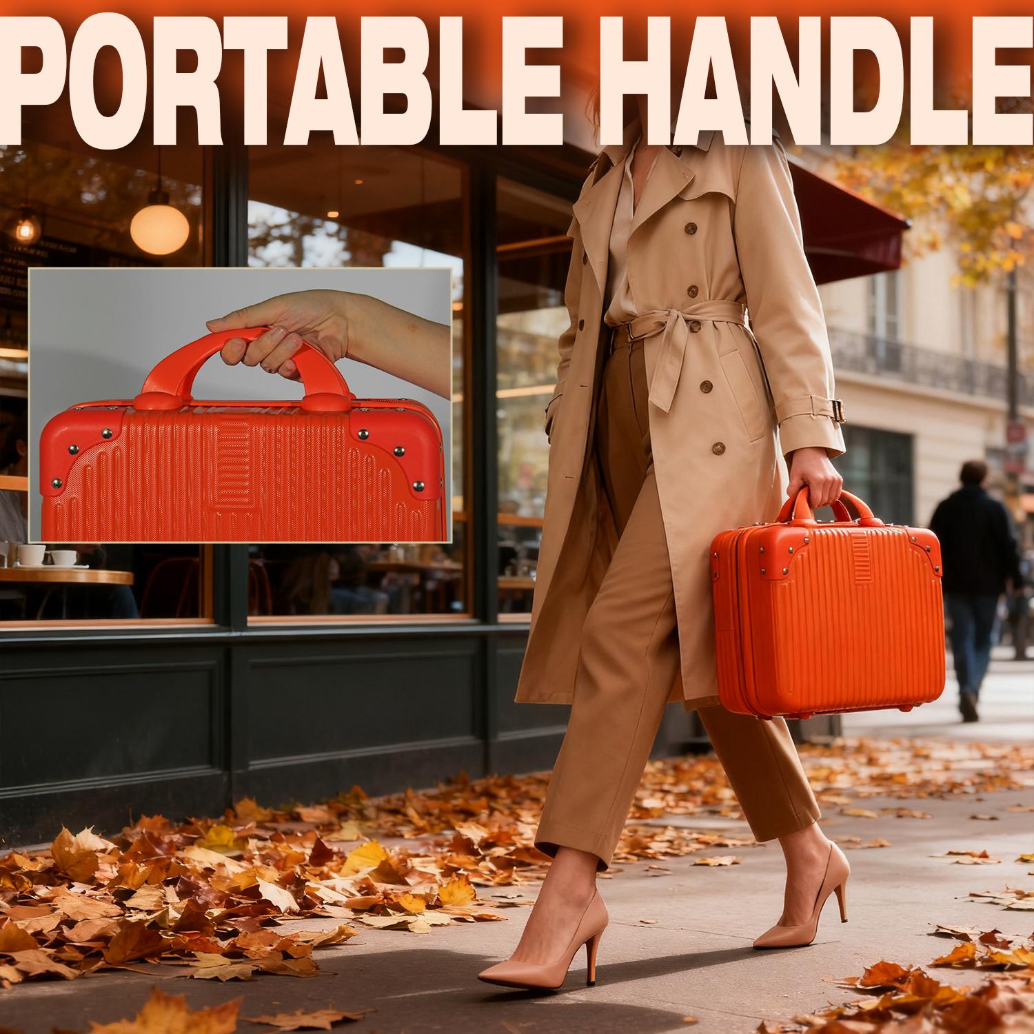 Portable Hard Shell Makeup Travel Case – Mini Carry-On Cosmetic Organizer with Elastic Straps, Durable ABS Vanity Bag