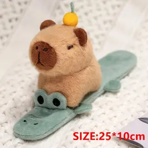 Creative Funny Animal Slap Snap Wrap Wristband Bracelet Cute Cartoon Capybara Dog Cat Plush Hand Ring Wristband Birthday Gift