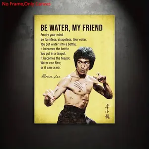 1 piece/set of frameless canvas painting print poster, Unframed Art Print, classic realistic art, Bruce Lee's famous quotes, gift for Kung Fu culture lovers, gift for bedroom, living room, kitchen, corridor, mural, wall decoration, room decoration