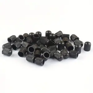 50pcs Black Plastic Tire Valve Dust Covers - Fit for Cars, Motorcycles, Trucks, Bicycles & Bikes - Durable Protection Against Road Debris, Tire Accessories, Cylindrical Design, Secure Fit Design, Car Parts