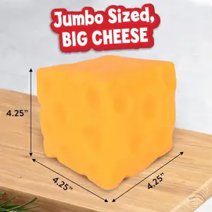 Jumbo Cheese Squashy Toy, Soft Novelty Squeeze Toy, Rebounding Sensory Toy Helps Relax & Focus, TPR Food Theme Cheese Cubes Stress Balls for Kids & Adults butter squishy