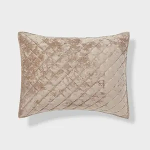 King Luxe Diamond Stitch Velvet Quilt Pillow Sham Light Brown - Threshold: Recycled Polyester, OEKO-TEX Certified, No Flange