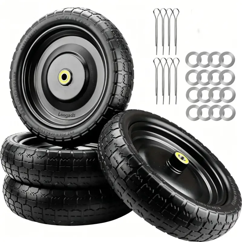 13-Inch Gorilla Cart Tires - Heavy Duty Replacement Tires for Gori-lla Carts, 13' Flat Free Tire Fit Gorilla Cart, Wheelbarrow Garden Wagon Cart, Hand Trucks and Utility Cart (2/4-Pack)