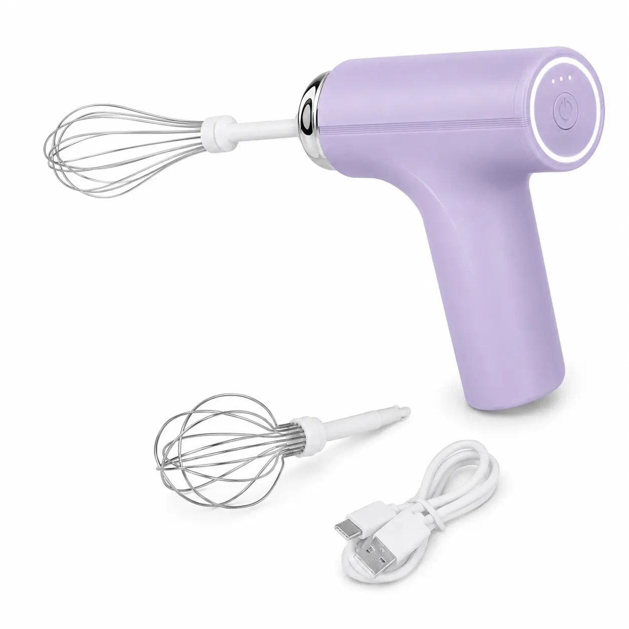 Cordless Rechargeable Hand Mixer, 3-Speed Mini Electric Egg Beater with 2 Whisk Attachments for Eggs, Whipping Cream, Coffee & Light Batter, Portable Baking Tool
