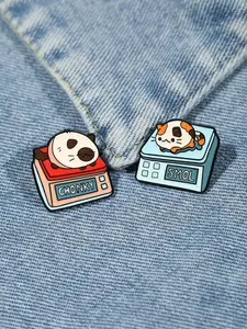 2pcs/set Chonk cat Enamel Brooch Pin fashion Decorative Brooches Ornaments Lapel Bag Badges Jewelry Gifts