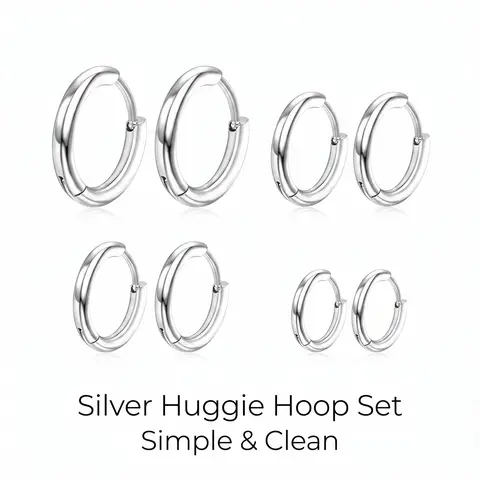 4 Pairs Hoop Earrings for Men 316L Surgical Steel Hoop Earrings 8mm 10mm 12mm 14mm Silver Hoops Earrings Piercings Cartilage Earring Hoop Hypoallergenic Hoop Earrings for Women Men Mothers Day Gifts for Mom Grandma - Birthday Day Gifts for Women