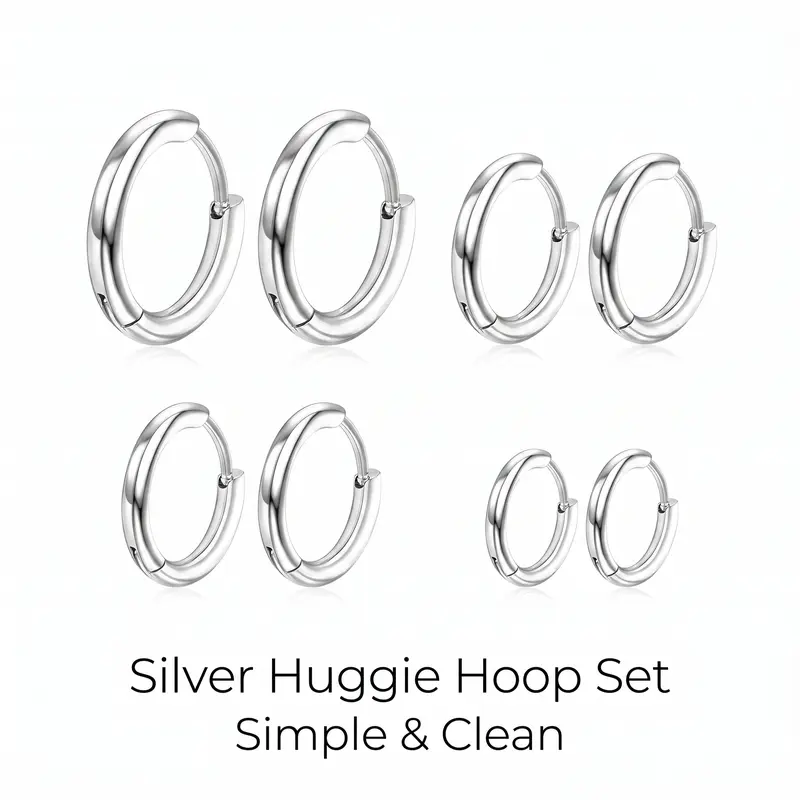 4 Pairs Hoop Earrings for Men 316L Surgical Steel Hoop Earrings 8mm 10mm 12mm 14mm Silver Hoops Earrings Piercings Cartilage Earring Hoop Hypoallergenic Hoop Earrings for Women Men Mothers Day Gifts for Mom Grandma - Birthday Day Gifts for Women