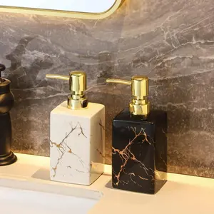 Marble Pattem Soap Dispenser, 1 Count Press Type Soap Dispenser, Bathroom Supplies for Home Hotel Salon Dormitory
