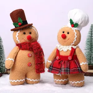 Christmas Decorations Indoor 12.6 inch Gingerbread Plush Ornaments Gingerbread Man Stuffed Animal Christmas Decor Gift for Kids Girls (Set of 2)
