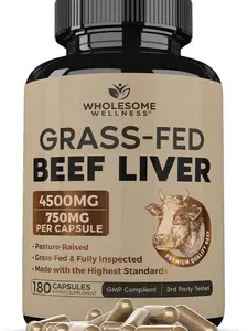 Grass Fed Desiccated Beef Liver Capsules (180 Pills, 750mg Each) - Natural Iron, Vitamin A, B12 for Energy - Humanely Pasture Raised Undefatted in New Zealand Without Hormones or Chemicals