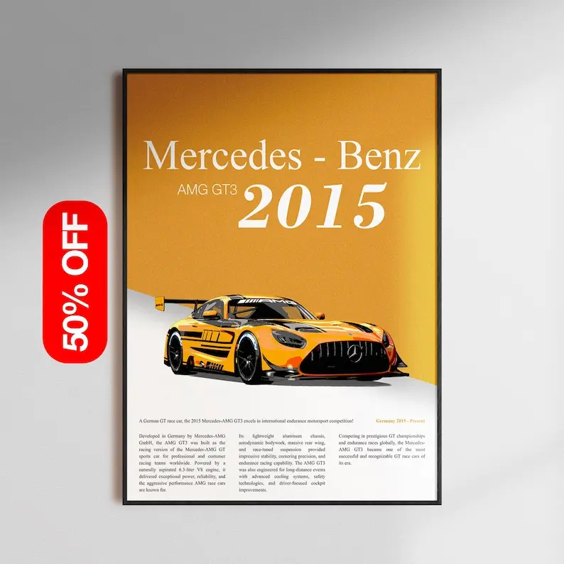 [Unframed Poster] Mercedes Benz Sports Car Wall Art, Luxury Car Print, Modern Automotive Decor, Minimalist Garage Poster, Sports Car Room Art Gift