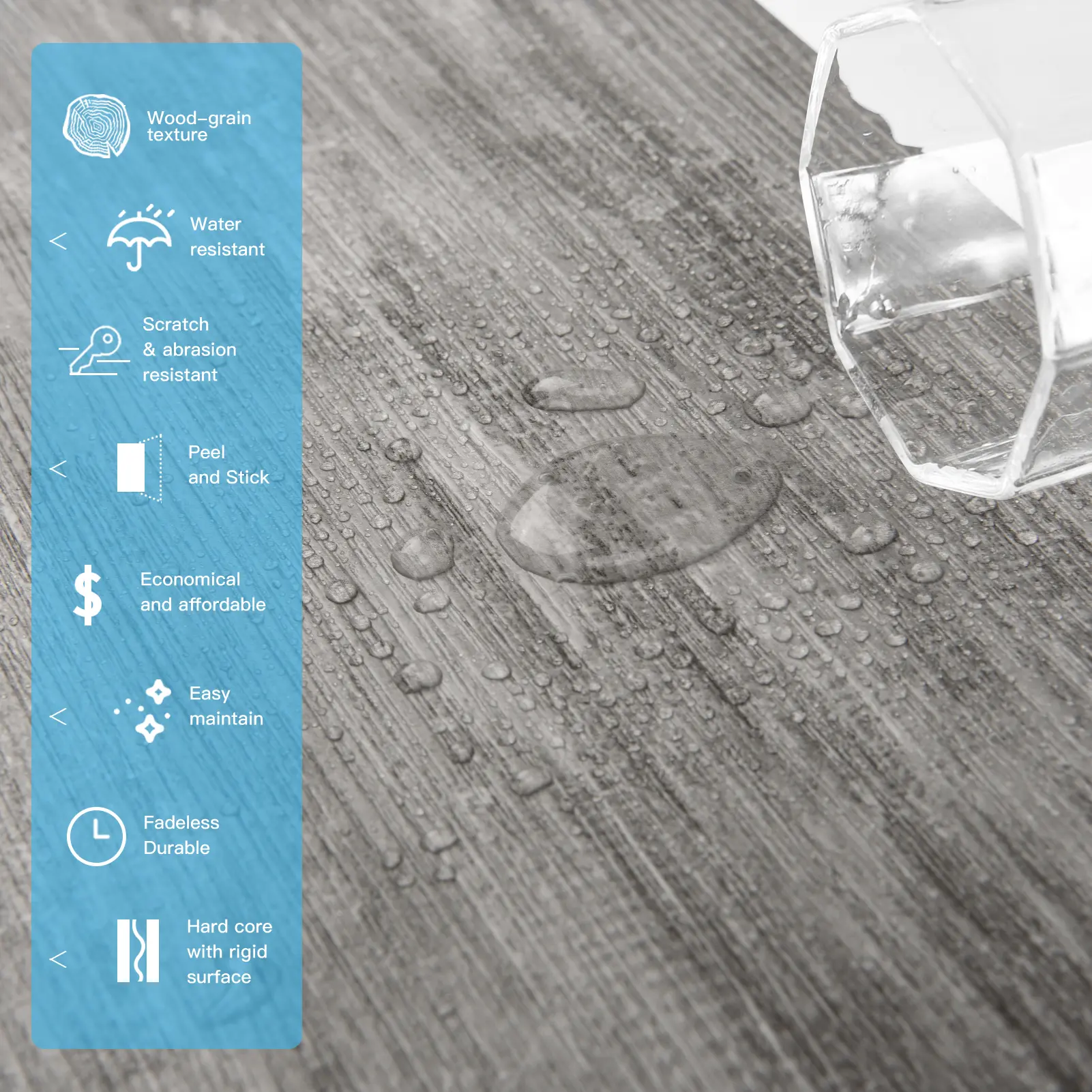 Art3d Peel and Stick Vinyl Flooring Planks - 36-Pack Wood Grain, Scratch Proof Waterproof, Durable PVC, Fireproof Luxury Tiles, 54 Sq.ft Coverage
