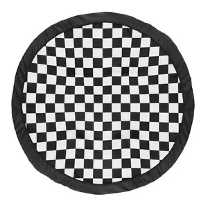 Sweet Jojo Designs Baby Play Mat (Black and White Gingham Checkered Plaid) for Boys or Girls, Infant, Toddler Tummy Time Activity Floor Playmat (Vintage, Classic, Checkerboard, Racing Flag, Geometric)