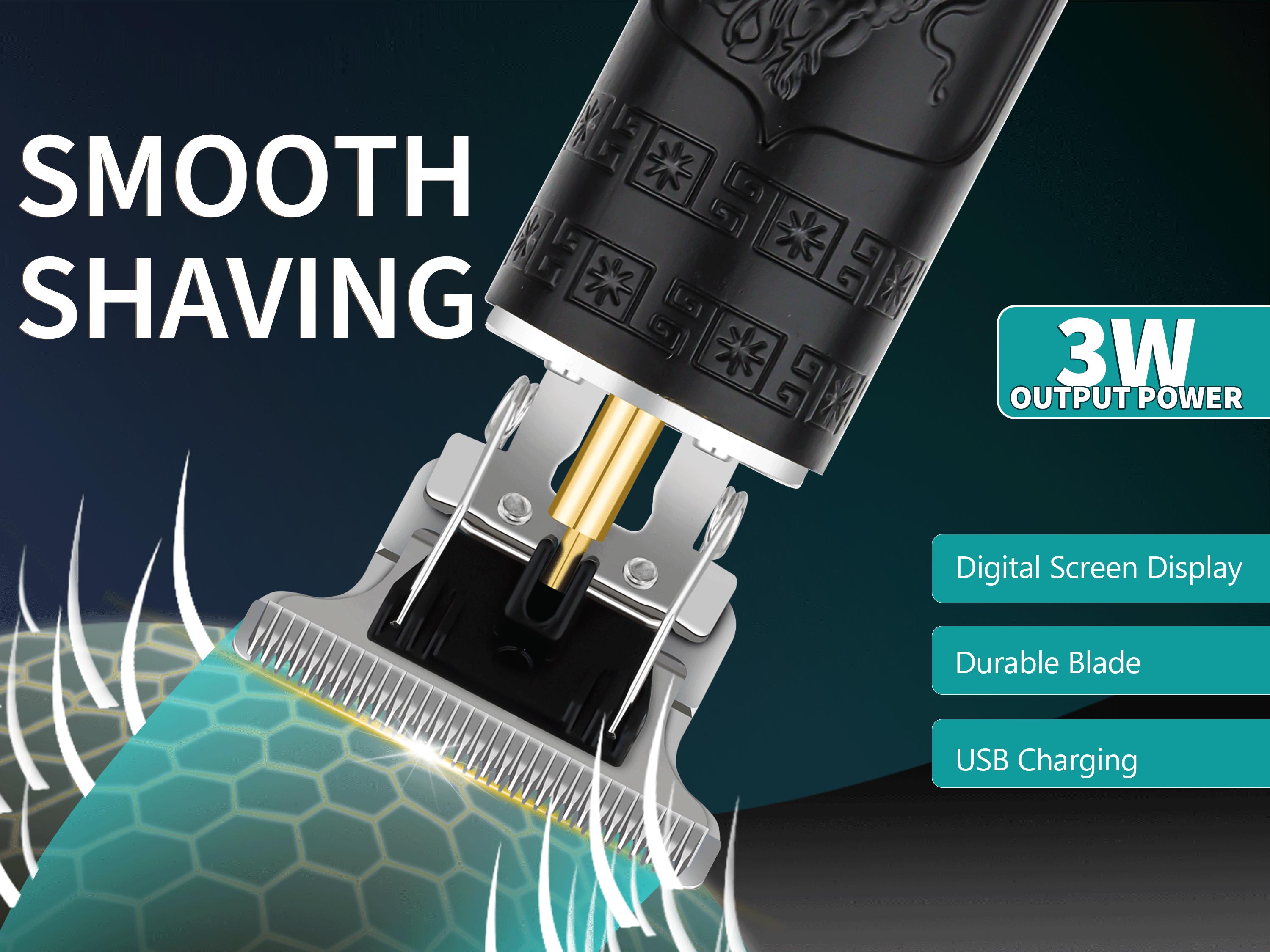 LQT Professional Dragon Engraved Hair Trimmer for Men, Cordless T-Blade Beard Trimmer & Edger, Rechargeable Hair Clipper for Fades, Edges & Grooming