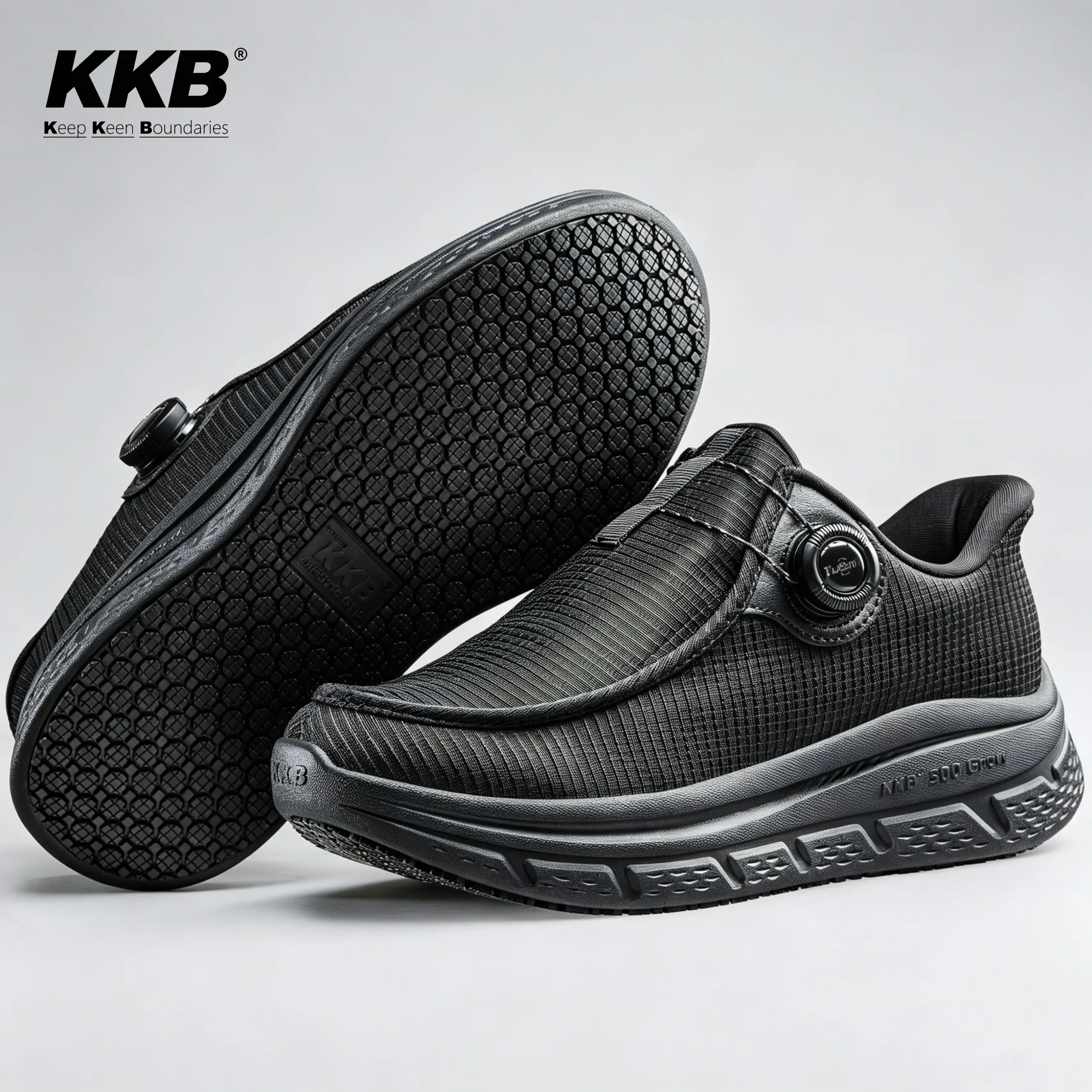New Men's Flat Round Toe Work Loafers - Trainer, Walking Shoes, Oil-Resistant Slip-On All-Seasons Footwear for Food Service, Anti-Slip Casual Trainers