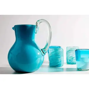 Handblown Glass Pitcher - Aqua