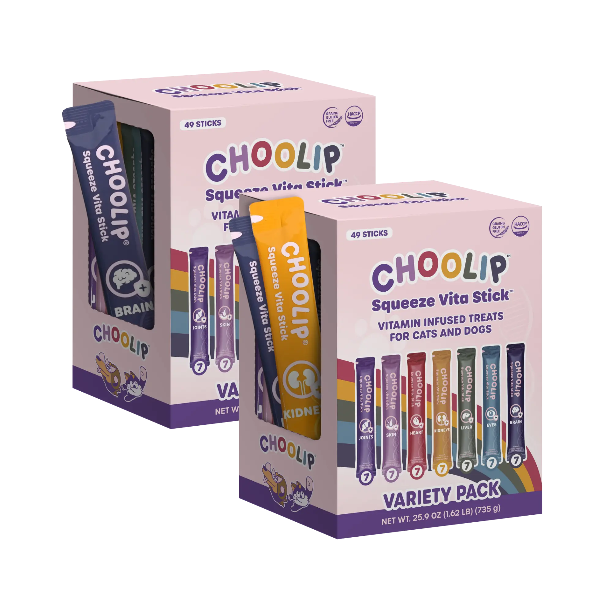 Choolip Squeeze Vita Stick Variety Pack - Canine Nutritional Supplement, 7 Formulas, 98 Sticks for Daily Canine Wellness & Cat Vitamin Support