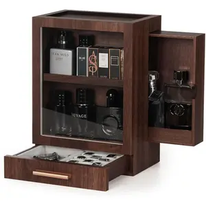 Cologne Storage Organizer with Drawer - Men's Cologne Holder - Stylish Display Box for Home Bathroom