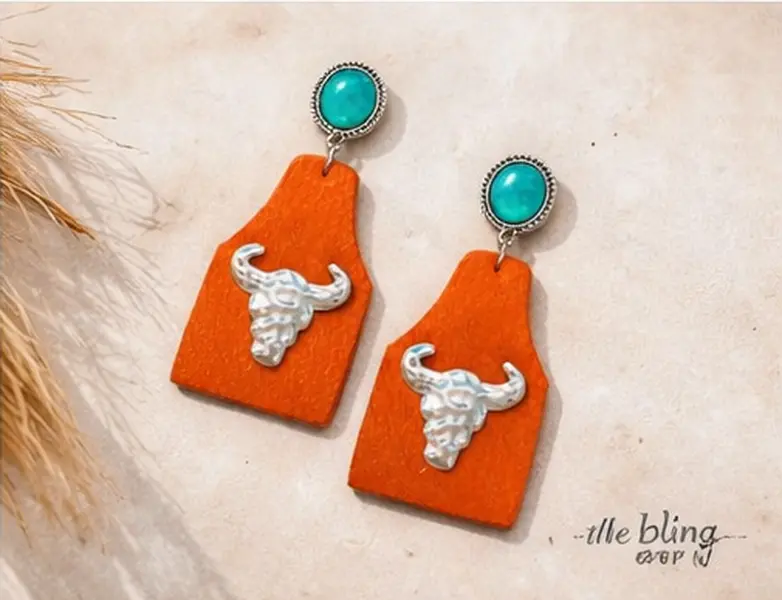 Women's Cow Skull Ear Studs - Western Cowboy Drop Earrings for Women, Take A Number Fashion Costume Jewelry Accessories, Earring For Women