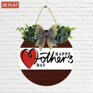 Happy Mother's Day Wood Sign Mother's Day Welcome Door Sign Mother's Day Decoration for Front Door Window Decor Flower Wreath Hanging Plaque for Front Door Porch 12 inch Wooden