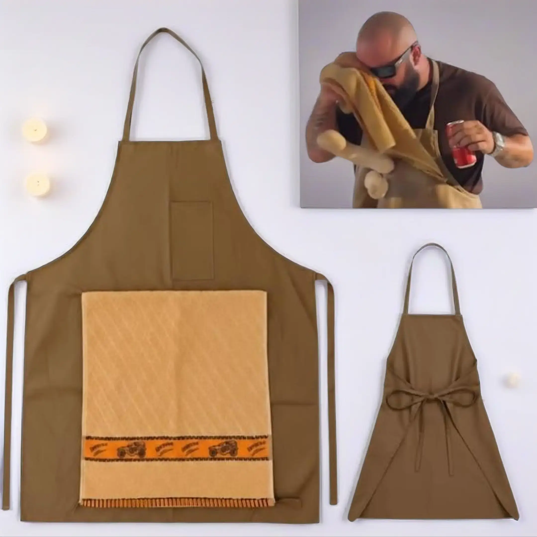 Men's Creative Prank Apron with Exquisite Pattern & Hidden Pockets Comfortable Breathable Fabric for Barbecuing Cooking or Prank Purposes Kitchen Supplies