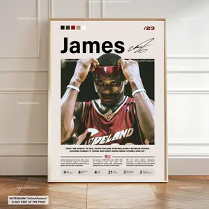 LeBron James Poster, James Cavaliers, Framed NBA Basketball Print, Basketball Legend Decor, Sports Artwork, LeBron Wall Art, LeBron James