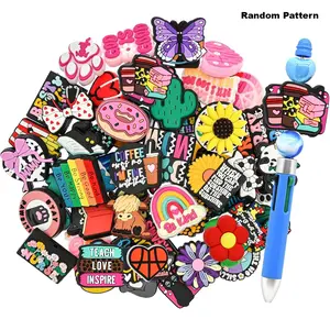 50pcs Silicone Focal Beads for Beadable Pens, Cute Random Pattern Pen Beads, DIY Beaded Pens, Keychains, Bracelets, Lanyard Jewelry Making