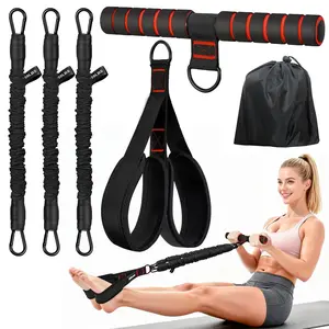 Foot Pedal Tension Rope, Sit-Up Fitness Equipment for Women, 3-Tube Adjustable Resistance Band, Suitable for Abdomen, Waist, Arms, Core and Leg Training, Home Elastic Pull Rope, Workout Bands