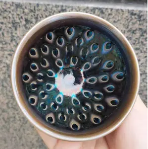 peacock color change special tea water cup porcelain crafts handmade peacock spread