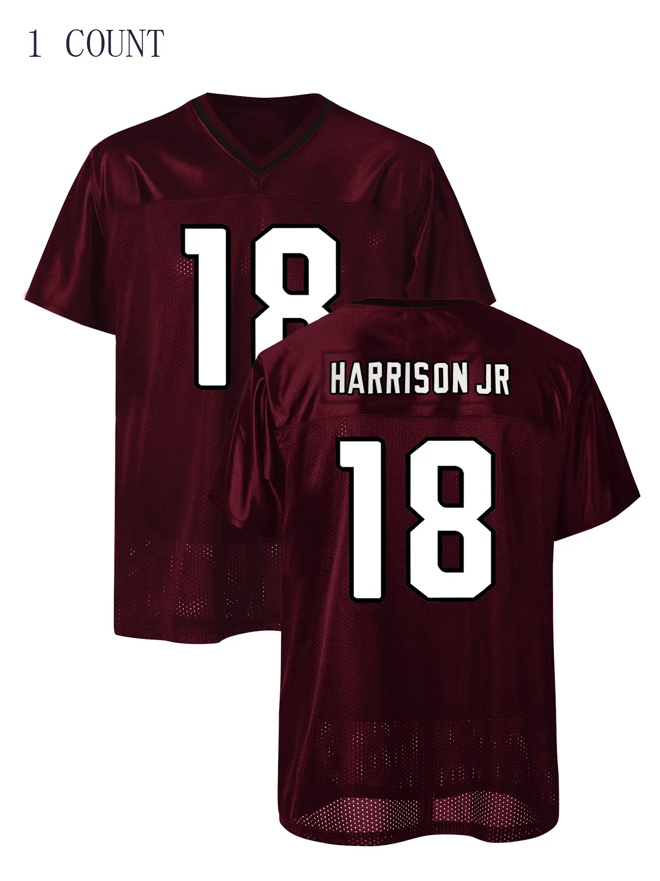 Men's American Football Jersey #18 Unisex Loose-Fit Breathable V-Neck Retro Mesh Sportswear Casual Sports Top Short Sleeve Top Athletic Tops for All Seasons Jersey Tee