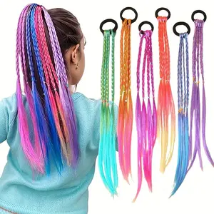 6 Pieces of Multi-Color Bohemian Style Sweet Wig Braid Hair Ties Suitable for Girls