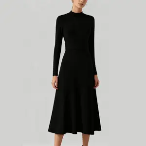 Womens Turtleneck Maxi Sweater Dresses Long Sleeve Knit Pullover Jumper Fall Winter Flowy Modest Long Dress